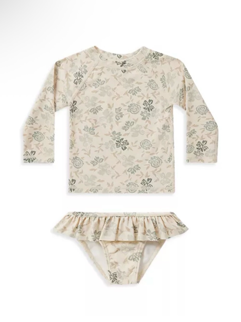 Rylee + Cru Blue Floral Rashguard Swim Set | 2 piece long sleeve set | Size 4-5